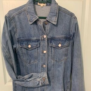 90's Vintage Malibu Bum Denim Shirt Jacket - high-lo hem - Size S
